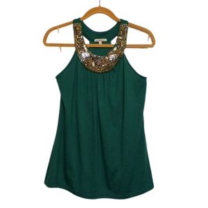 Charlotte Russe Green Women's Top With Beaded Collar Size L